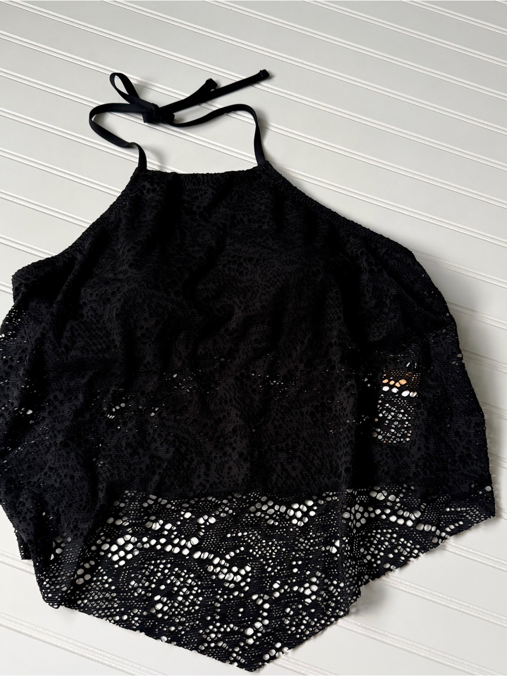 Kona Sol Black Crochet Halter Top